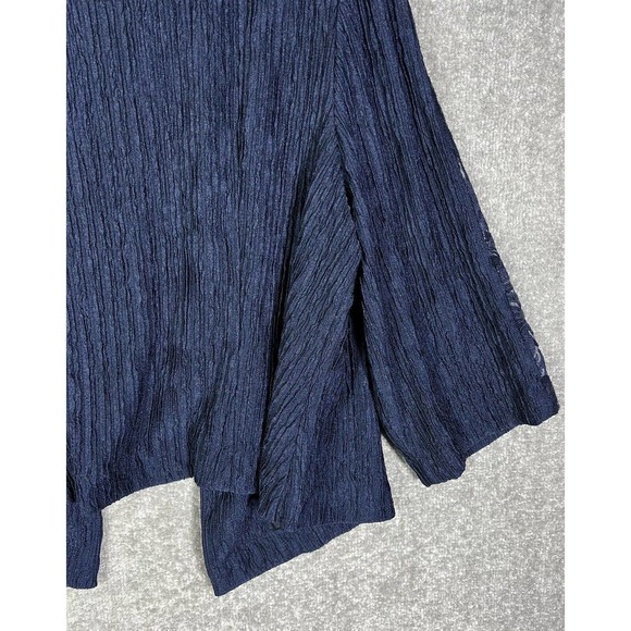 Maya Brooke Crinkle Sequin Lace Open Front Blazer Jacket Women 14W Navy Blue NWT - Picture 12 of 16